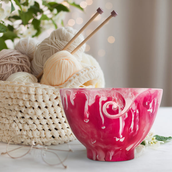 Ommi Handcrafted Resin Yarn Bowl, Knitting Resin Storage Bowl, Crochet Kit Organizer. (Pink)