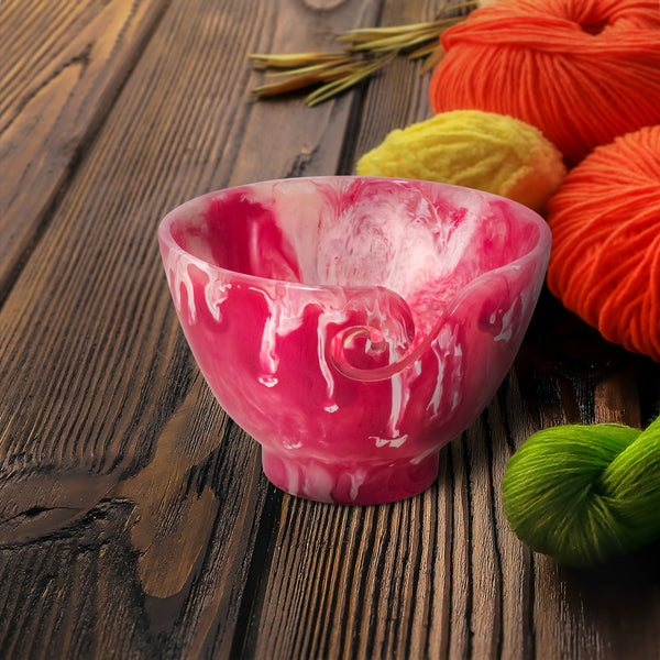 Ommi Handcrafted Resin Yarn Bowl, Knitting Resin Storage Bowl, Crochet Kit Organizer. (Pink)